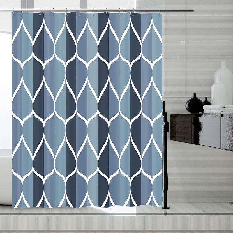 LLSCL Blue Grid Fabric Shower Curtain Liner with Magnets, Waterproof Hotel Quality, 72 x 72 Machine Washable - Image 1
